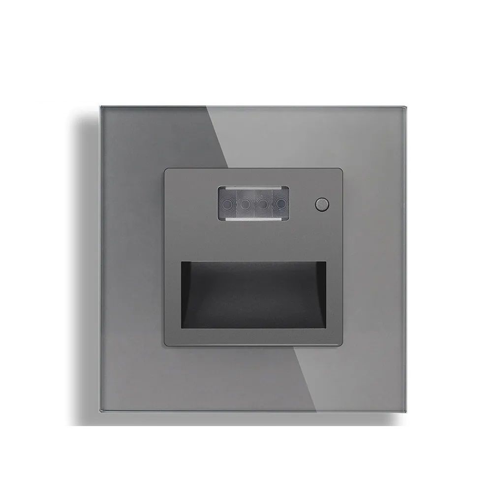 Купить Cветильник 1800К-7500К для лестниц , с датчиком движения, света, рамка стекло, цвет серый в интернет-магазине Mvava.ru