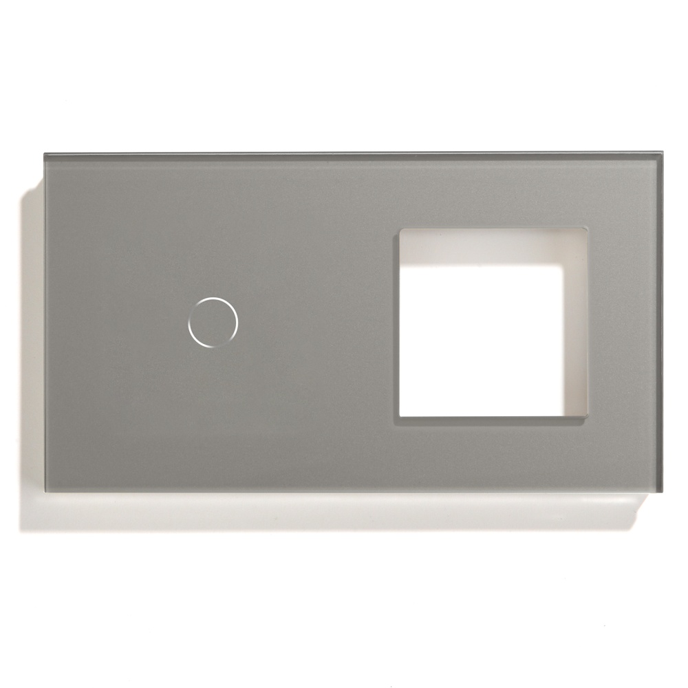 Купить Рамка комби 2 поста (1G+1F) 157*86мм, стекло 2.5D, цвет серый в интернет-магазине Mvava.ru