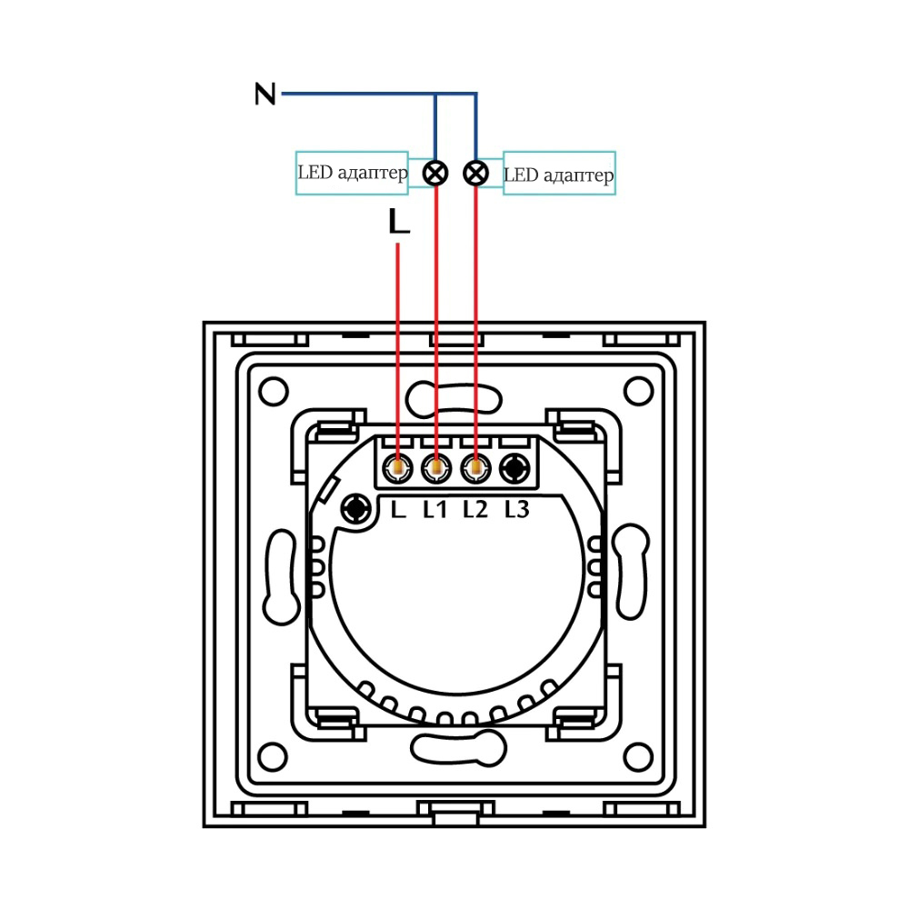 Купить Сенсорный выключатель диммер 2 клавиши 1 пост, (2G) стекло 86х86мм цвет белый в интернет-магазине Mvava.ru