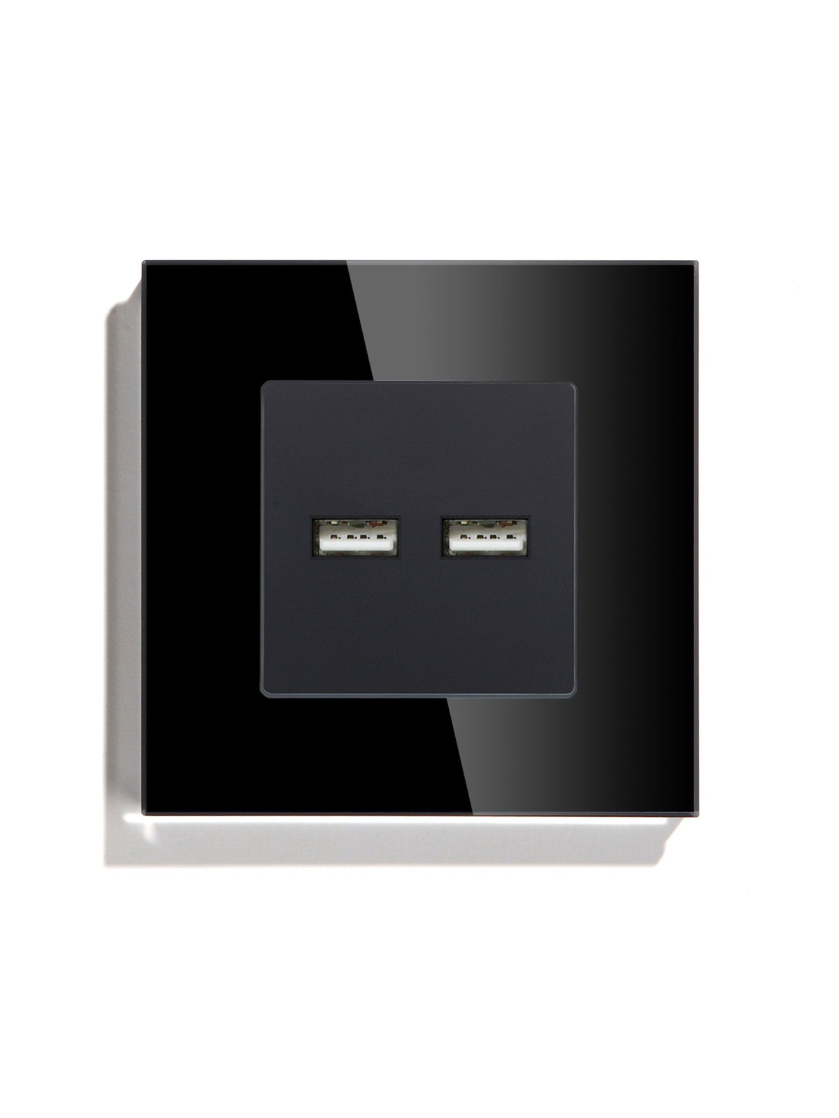 Купить Розетка Usb/Usb с АА 3.1 А, 1 пост рамка 86х86мм стекло, цвет черный в интернет-магазине Mvava.ru