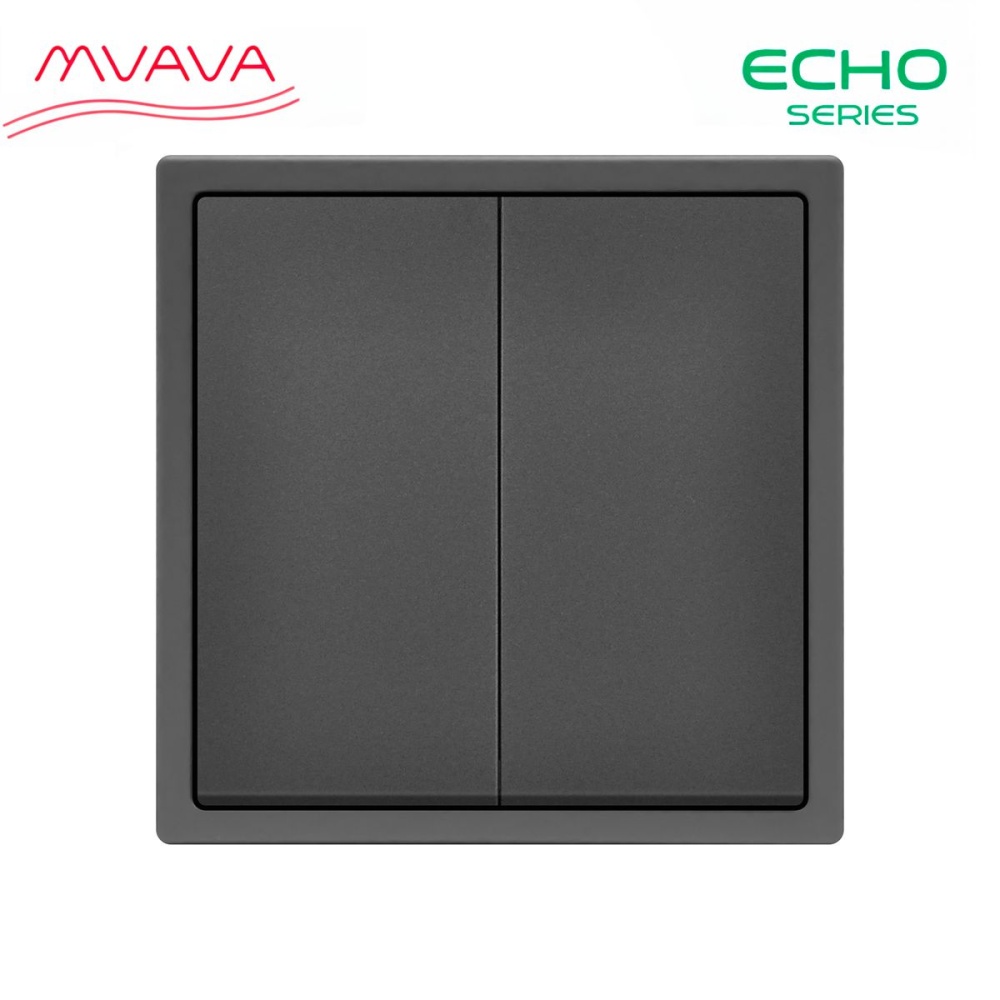 Купить Выключатель echo проходной, 2 клавиши, 1 пост, рамка 81х81мм пластик, цвет серый в интернет-магазине Mvava.ru