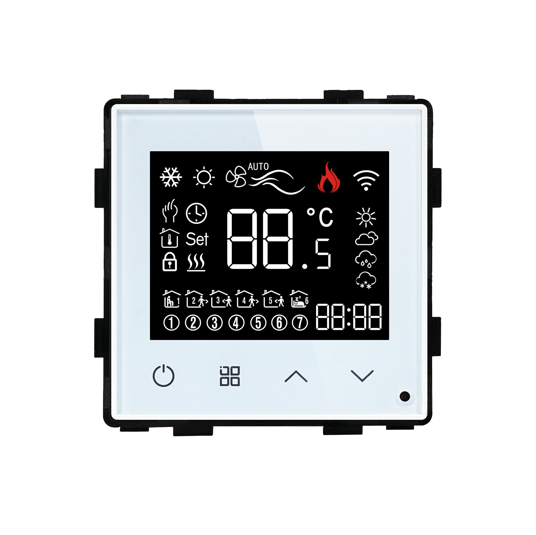Купить Сенсорный Zigbee терморегулятор для электрического теплого пола 16А (механизм без рамки), цвет белый в интернет-магазине Mvava.ru