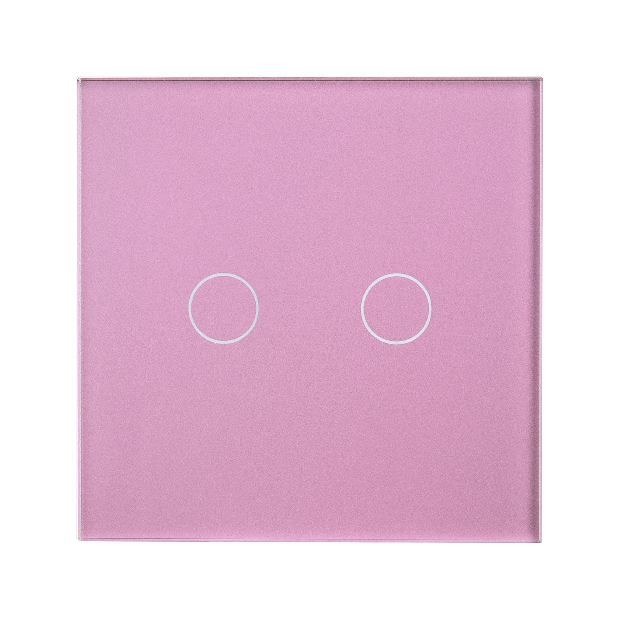 Купить Сенсорный выключатель 2 клавиши 1 пост, (2G) стекло 86х86мм цвет розовый в интернет-магазине Mvava.ru