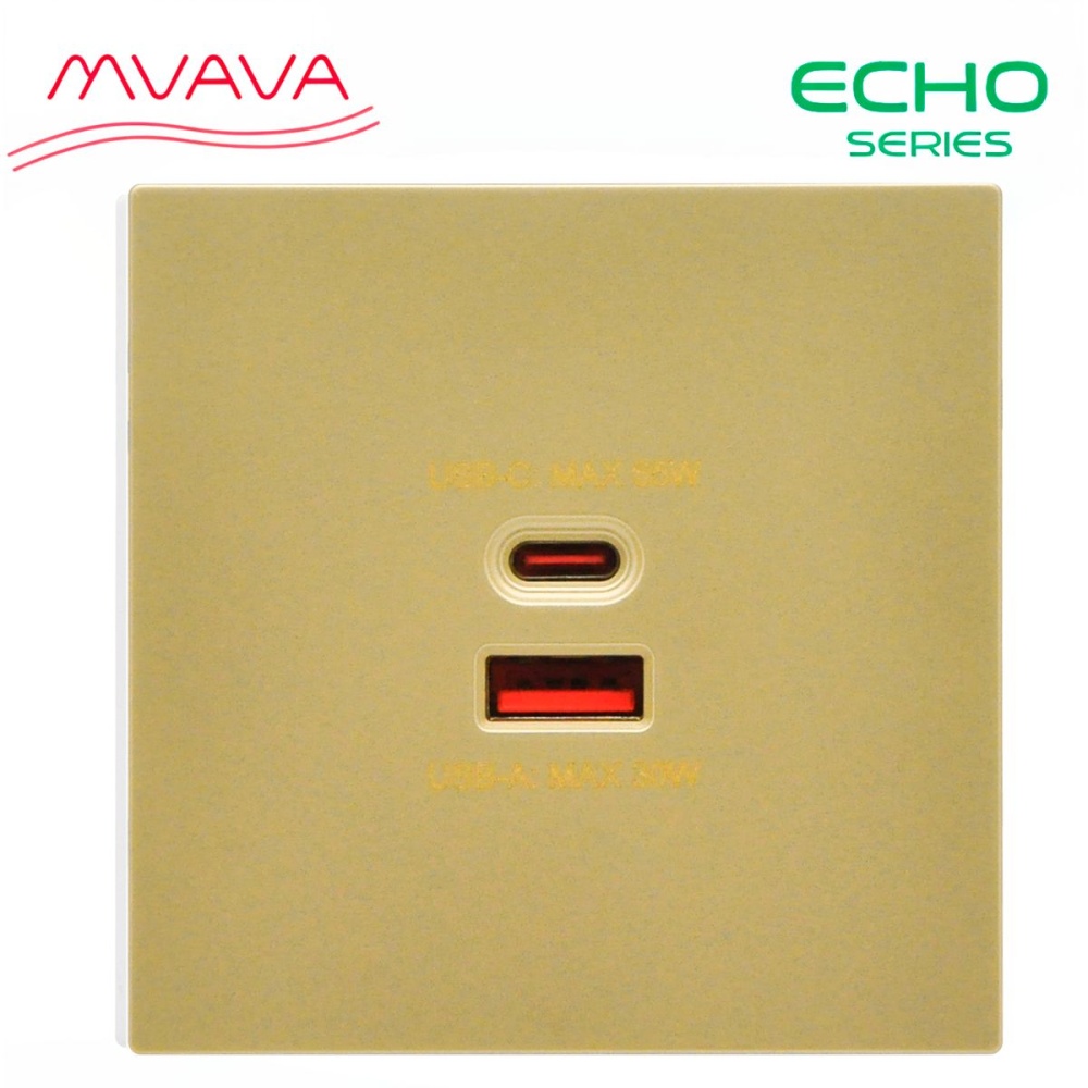 Купить Розетка echo (без рамки) AC, быстрая зарядка 65W, цвет золотой в интернет-магазине Mvava.ru