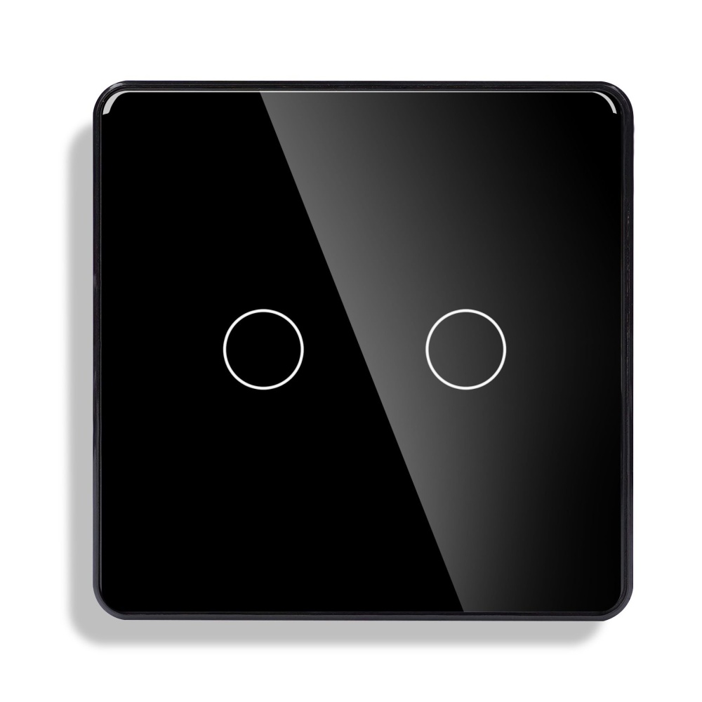 Купить Cенсорный Wi-Fi выключатель с Алисой, 2 клавиши 1 пост, (2G) стекло 2.5D 86х86мм цвет черный в интернет-магазине Mvava.ru
