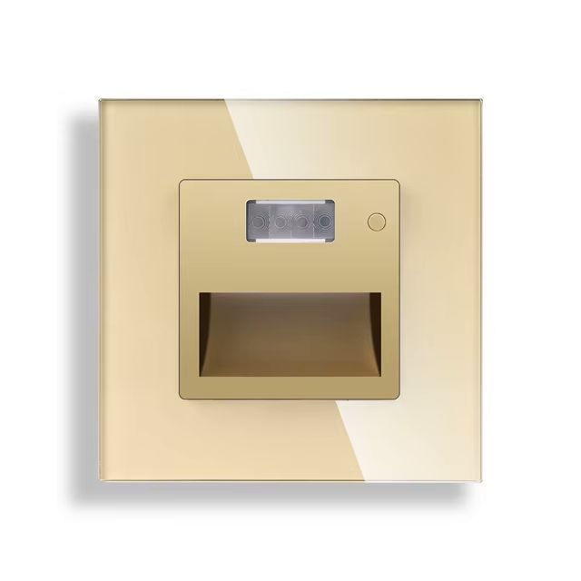 Купить Cветильник 1800К-7500К для лестниц , с датчиком движения, света, рамка стекло, цвет золотой в интернет-магазине Mvava.ru