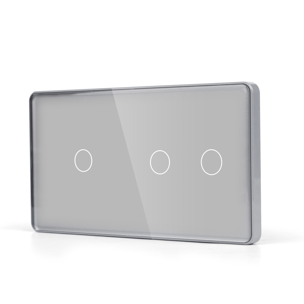 Купить Панель 2 поста (1G+2G) 157*86мм, стекло 2.5D (без выкл.) цвет серый в интернет-магазине Mvava.ru