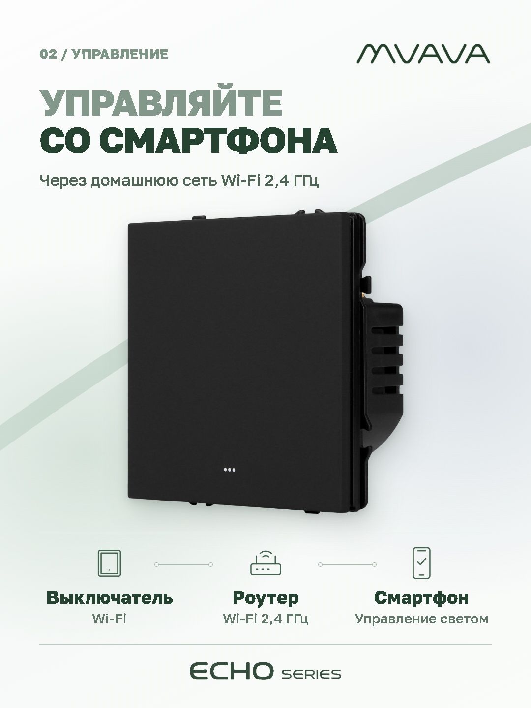Купить Выключатель Wi-Fi Echo Smart Алиса, нажимной, 1 клавиша, с нулем, без рамки, черный в интернет-магазине Mvava.ru