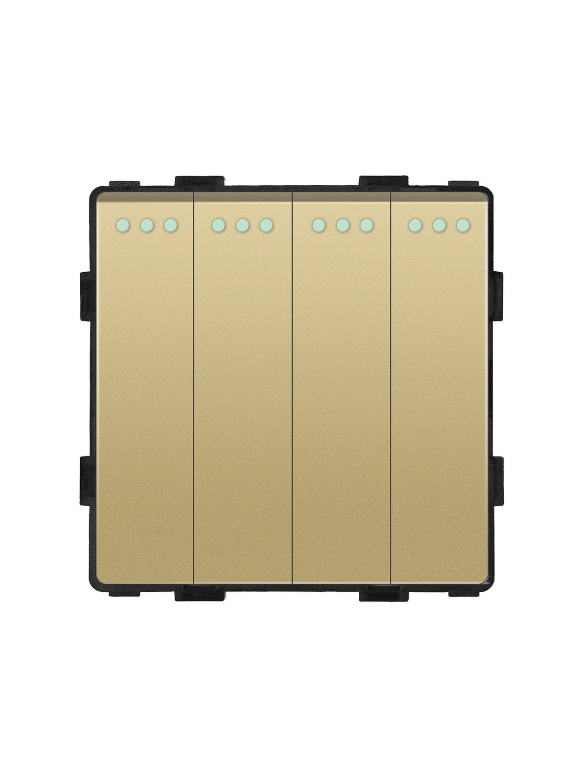 Купить Выключатель самовозвратный 4 клавиши (кнопка, импульсный, без рамки) цвет золото в интернет-магазине Mvava.ru