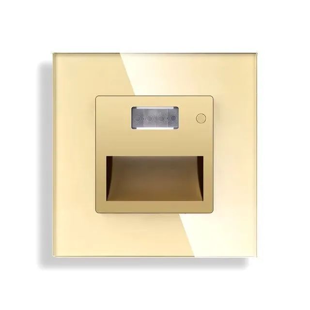 Купить Светильник (без рамки) 1800К-7500К для лестниц , с датчиком движения, рамка 86х86мм стекло, цвет золото в интернет-магазине Mvava.ru