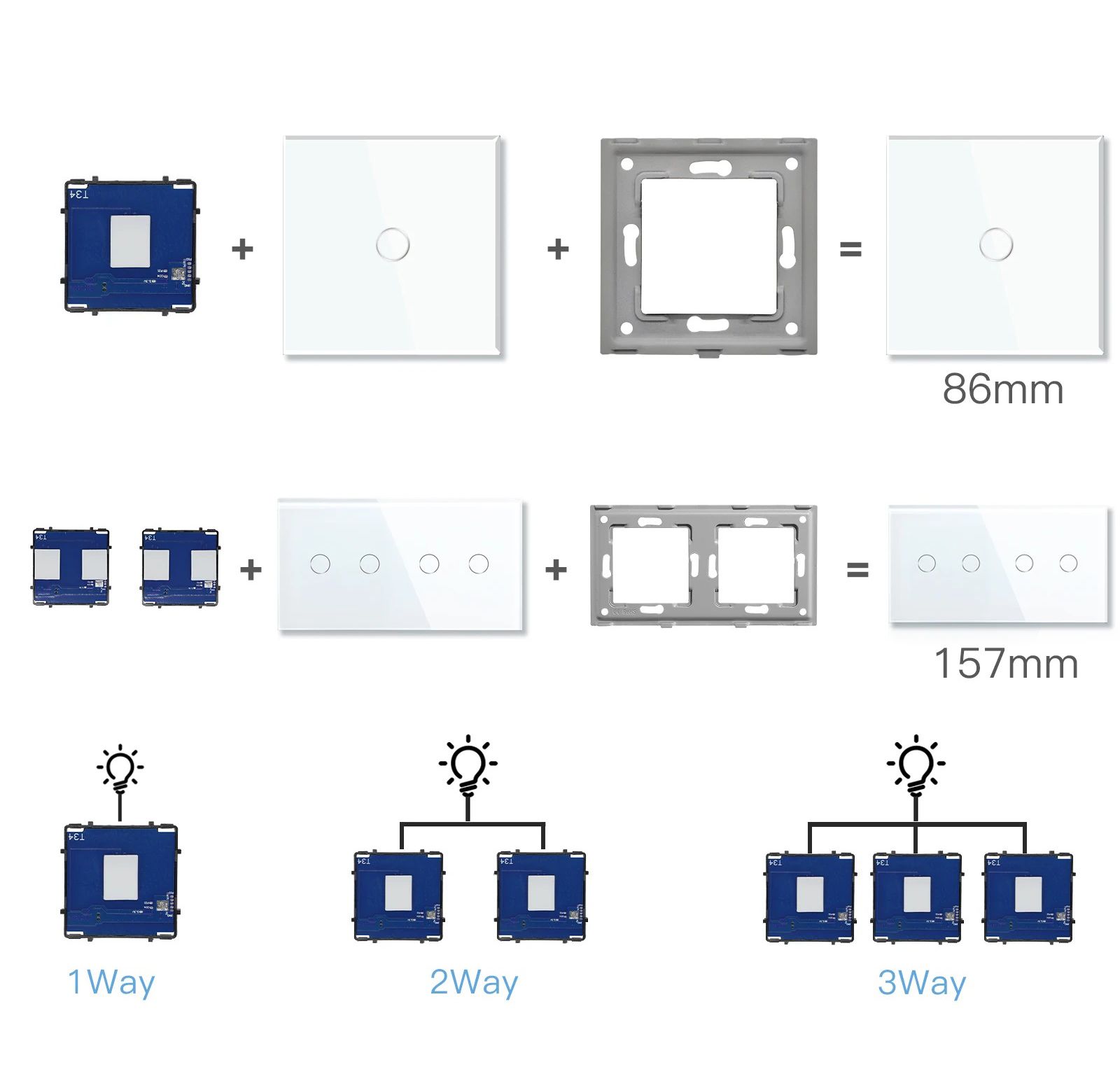 Купить Сенсорный модуль, 3 клавиши проходной/перекрестный (без панели) в интернет-магазине Mvava.ru