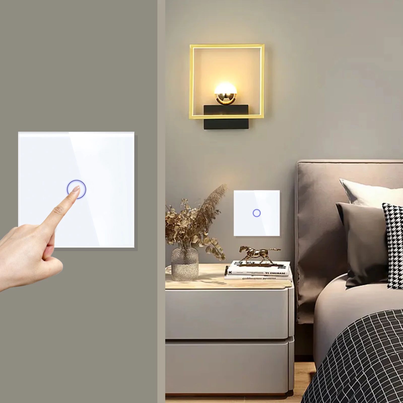 Купить Сенсорный выключатель Zigbee проходной, 1 клавиша 1 пост, (1G) стекло 86х86мм цвет белый в интернет-магазине Mvava.ru