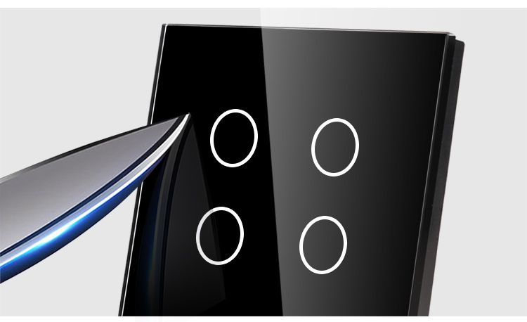 Купить Сенсорный выключатель 4 клавиши 1 пост, (4G) стекло 86х86мм цвет черный в интернет-магазине Mvava.ru