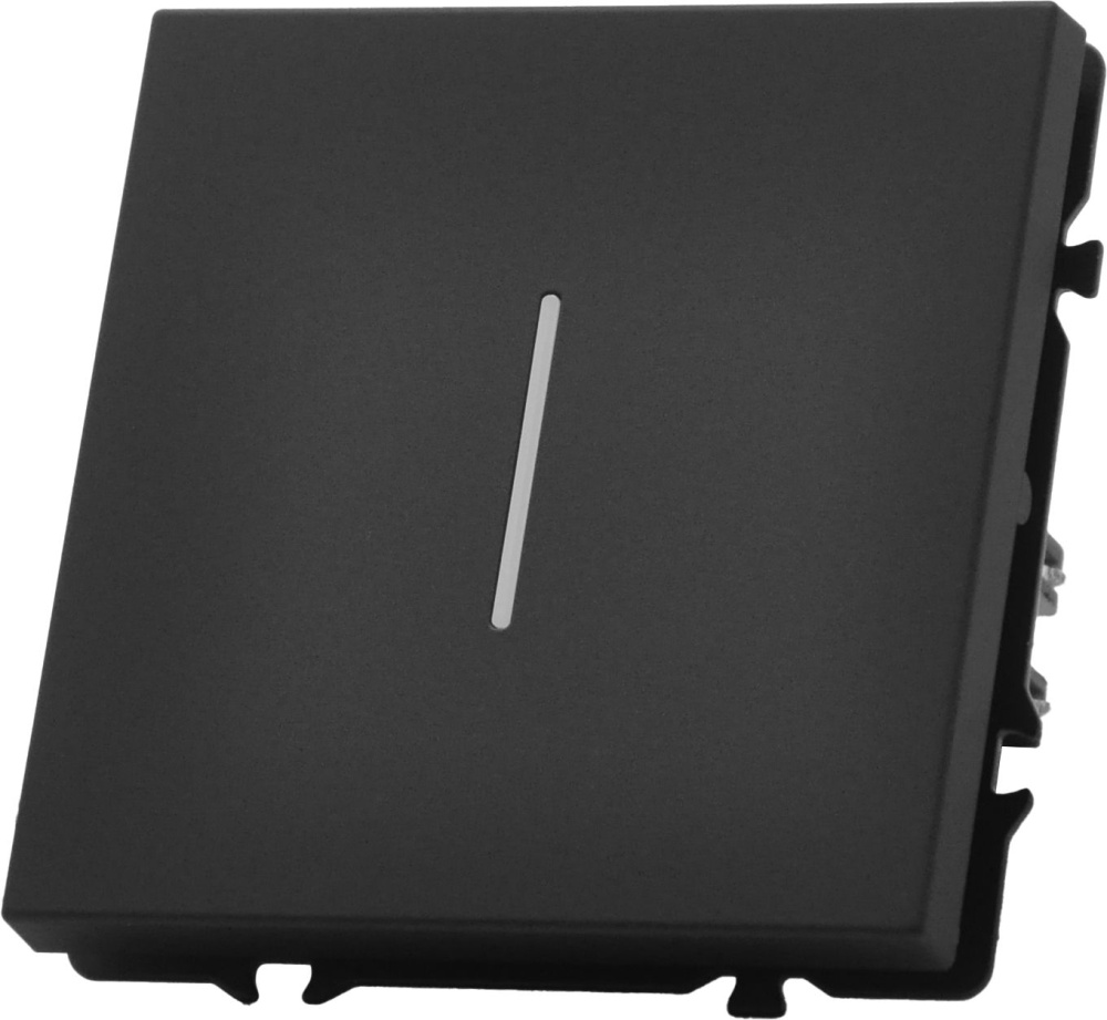 Выключатель echo LED с самовозвратом (Reset, Кнопка), 1 клавиша, (без рамки) цвет черный MVAVA