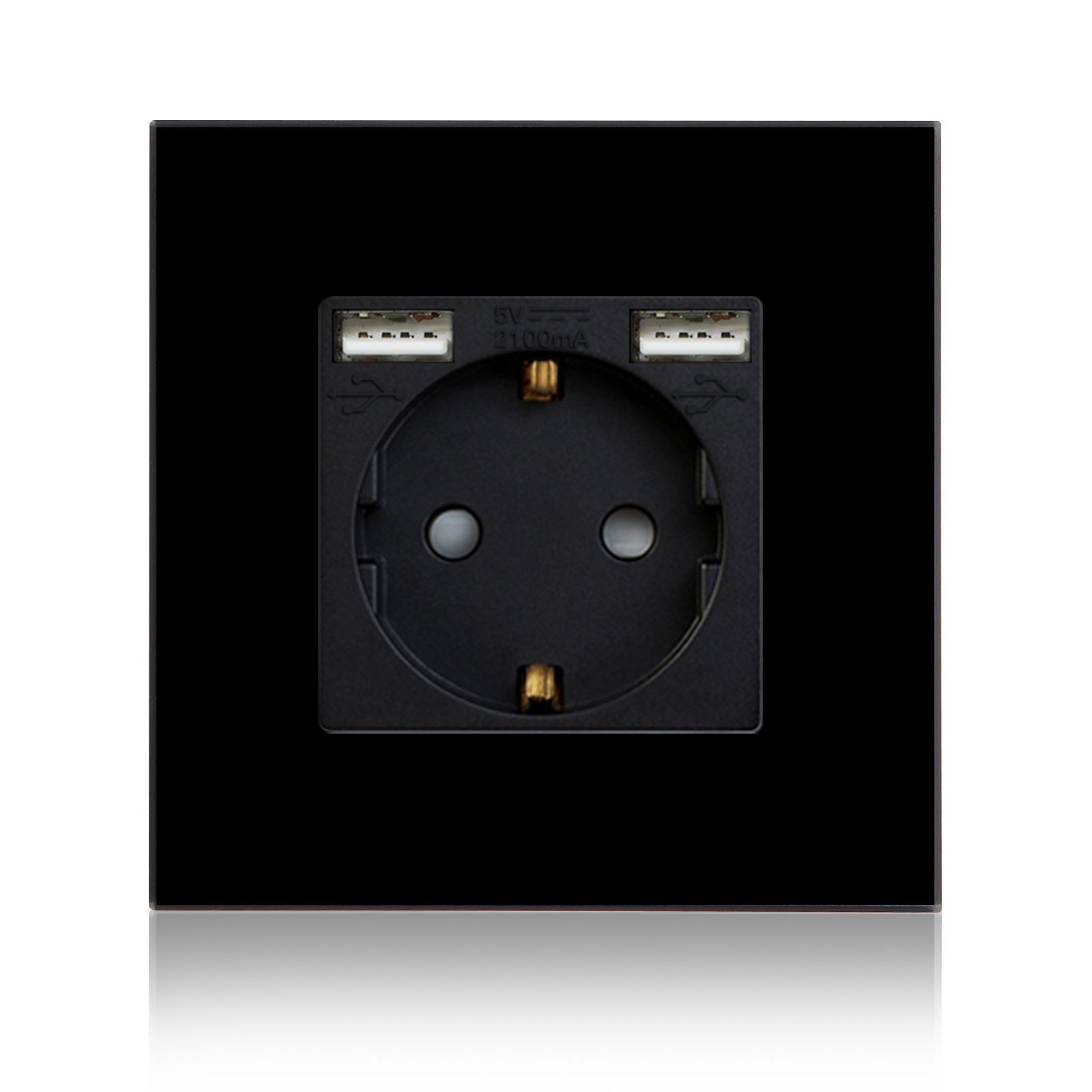 Купить Розетка электрическая с Usb АА, 1 пост 16А, рамка 86х86 стекло, цвет черный в интернет-магазине Mvava.ru