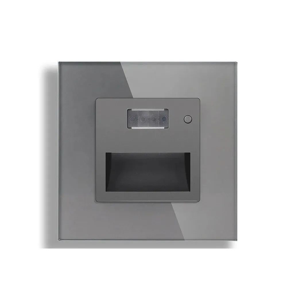 Купить Светильник (без рамки) 1800К-7500К для лестниц , с датчиком движения, рамка 86х86мм стекло, цвет серый в интернет-магазине Mvava.ru