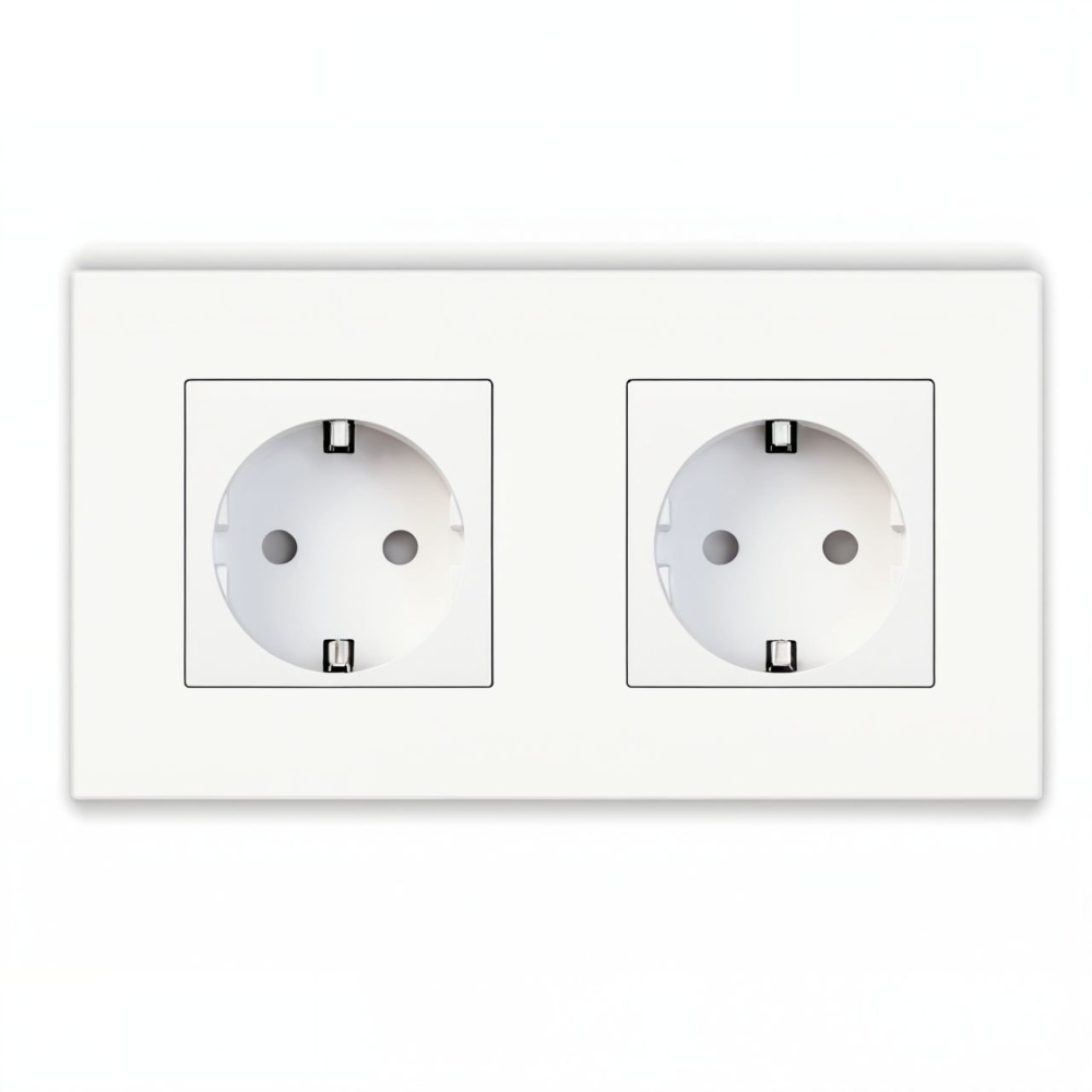 Купить Розетка электрическая 2 поста 16А, рамка157х86мм пластик, цвет белый в интернет-магазине Mvava.ru