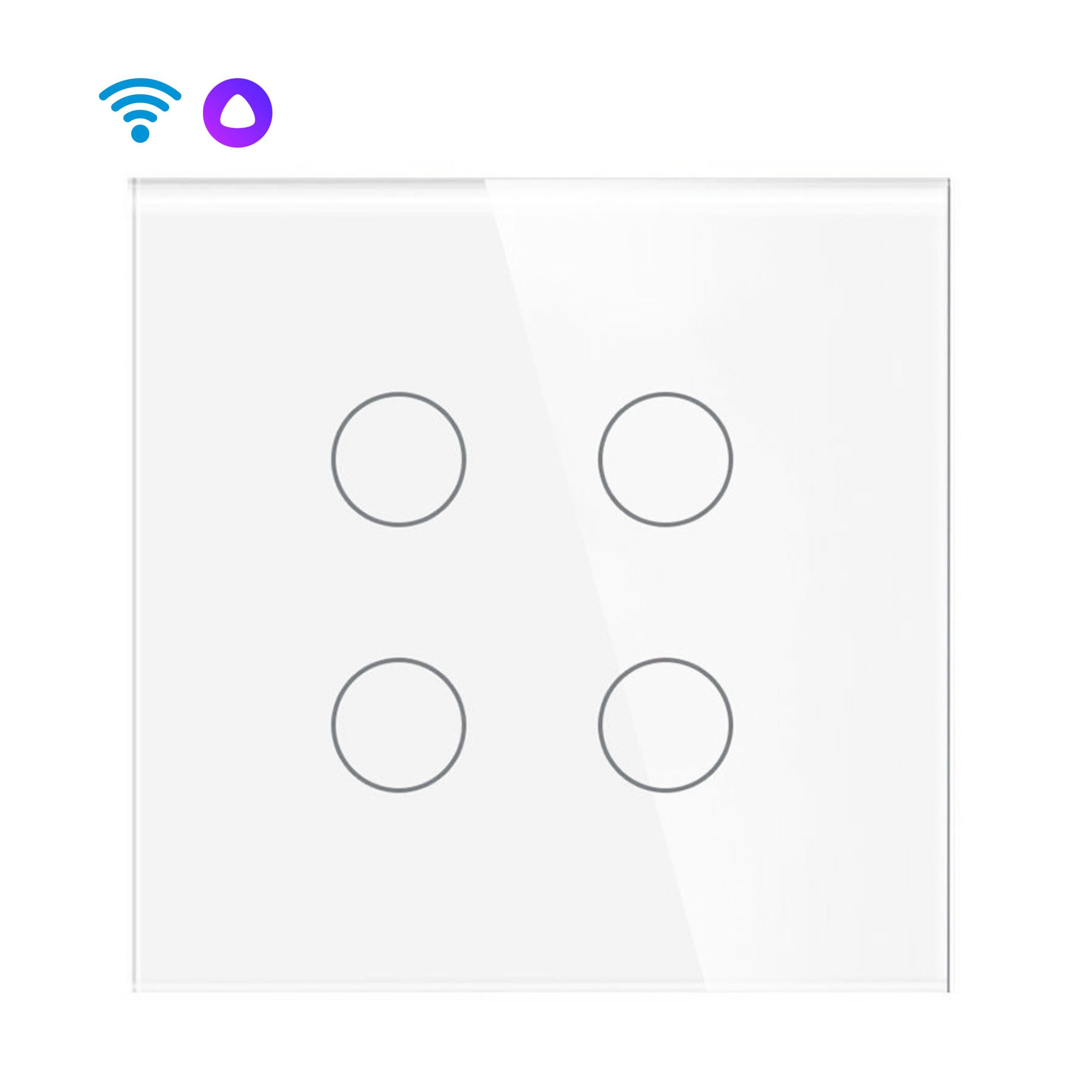 Купить Сенсорный выключатель WiFi без нуля 4кл. 1пост (4G) стекло 86x86мм цвет белый в интернет-магазине Mvava.ru