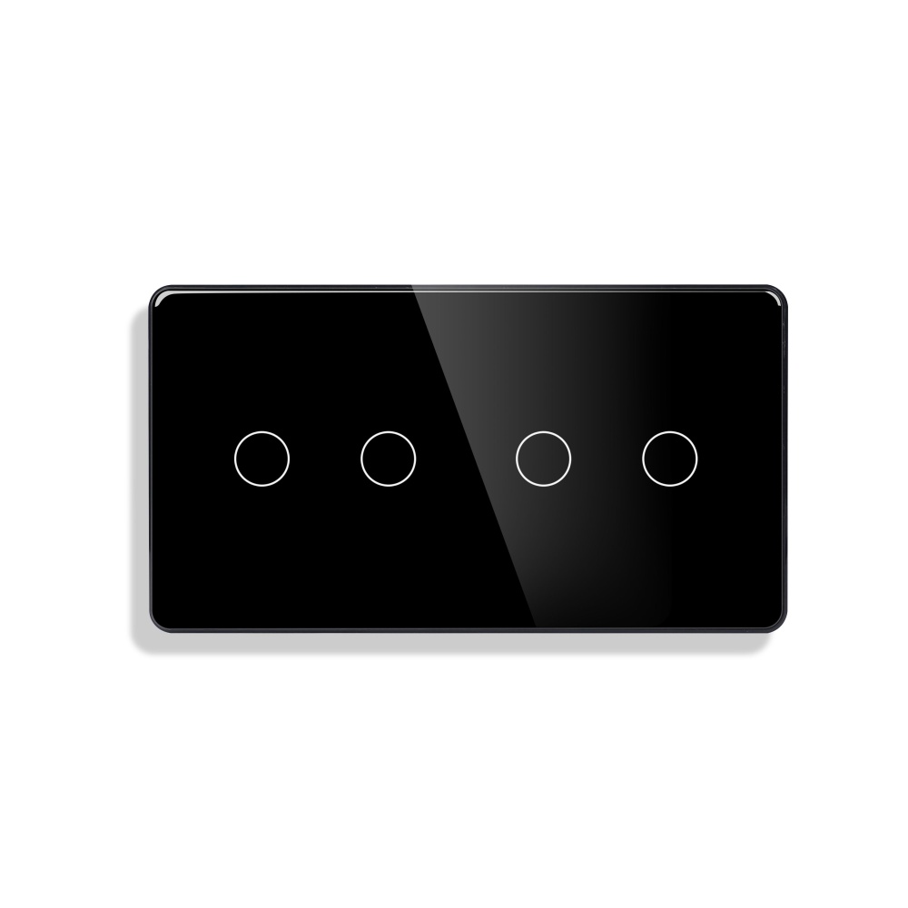 Купить Сенсорный выключатель WiFi 4 клавиши 2 поста (2G+2G) стекло 2.5D 157х86мм цвет черный в интернет-магазине Mvava.ru