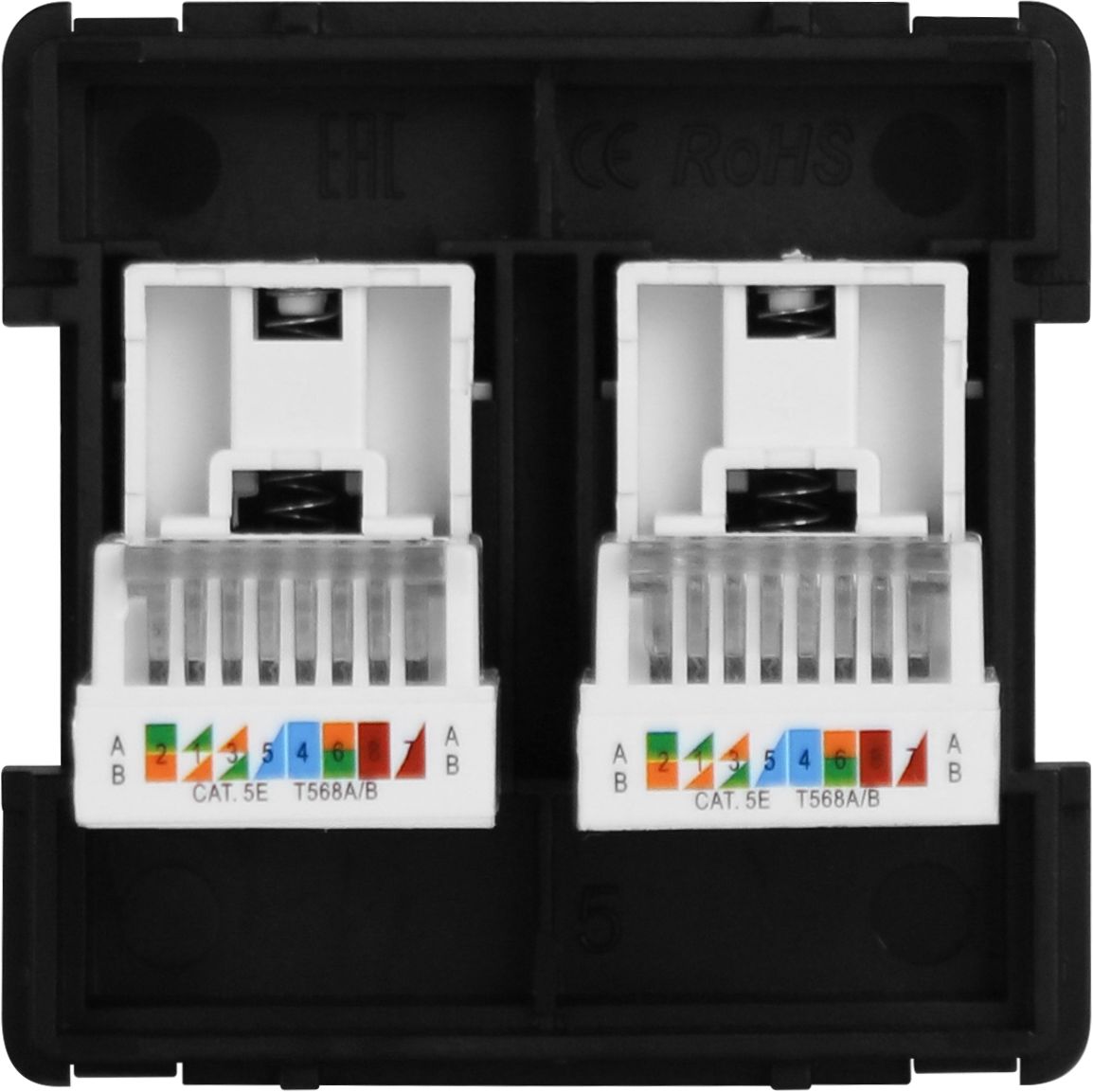 Купить Механизм розетки интернет RJ-45, DualCat6, цвет черный в интернет-магазине Mvava.ru