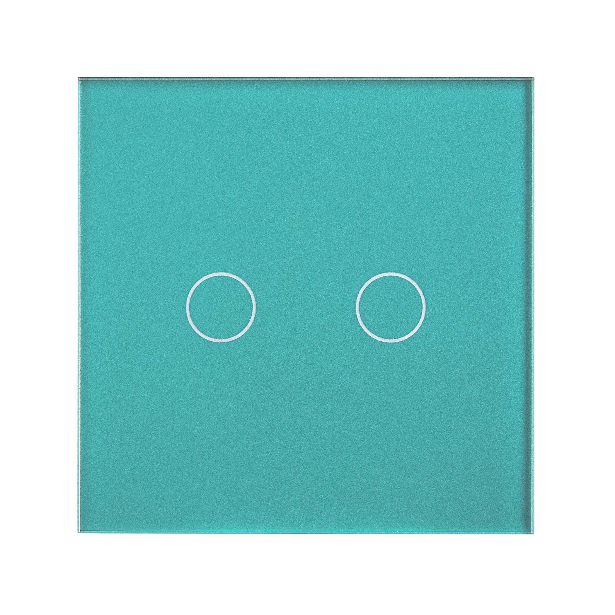 Купить Сенсорный выключатель 2 клавиши 1 пост, (2G) стекло 86х86мм цвет зеленый в интернет-магазине Mvava.ru