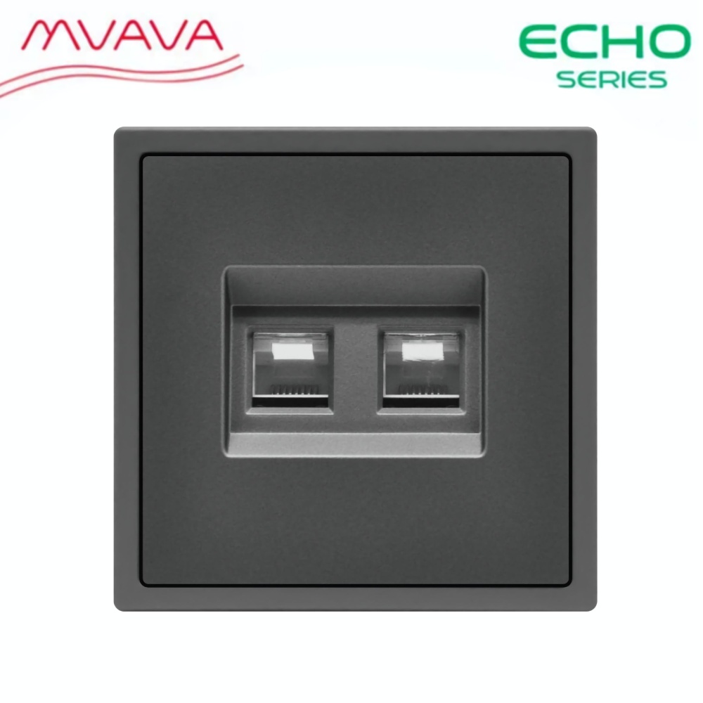 Купить Розетка echo Dual CAT6 (без рамки), цвет серый в интернет-магазине Mvava.ru