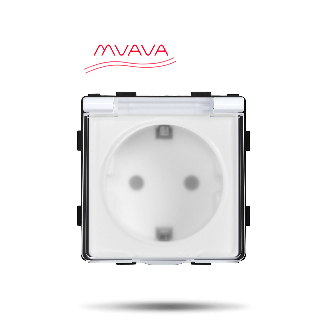 Купить Механизм розетки MVAVA (без рамки) с крышкой брызгозащищеная, цвет белый в интернет-магазине Mvava.ru