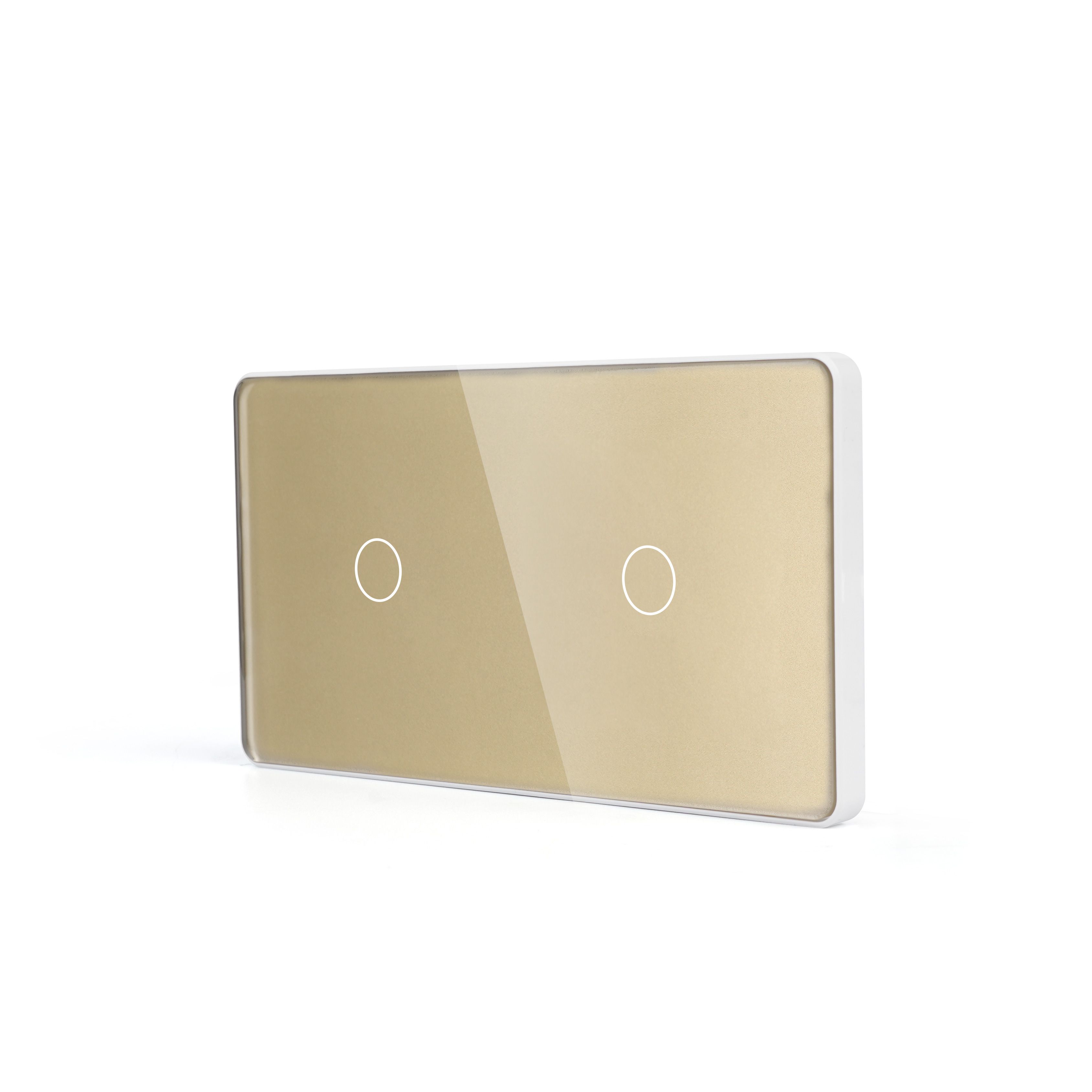 Купить Сенсорный выключатель 2 клавиши, 2 поста (1G+1G) стекло 2.5D 157х86мм цвет золотой в интернет-магазине Mvava.ru