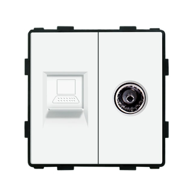 Купить Механизм розетки интернет/тв, CAT5e/TV, цвет белый в интернет-магазине Mvava.ru
