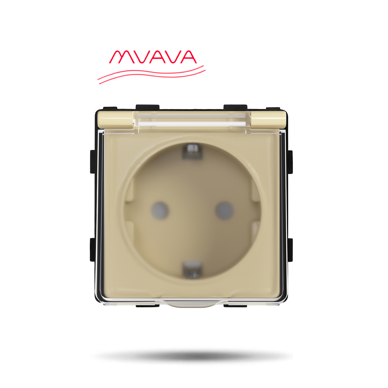 Купить Механизм розетки MVAVA (без рамки) с крышкой брызгозащищеная, цвет золотой в интернет-магазине Mvava.ru