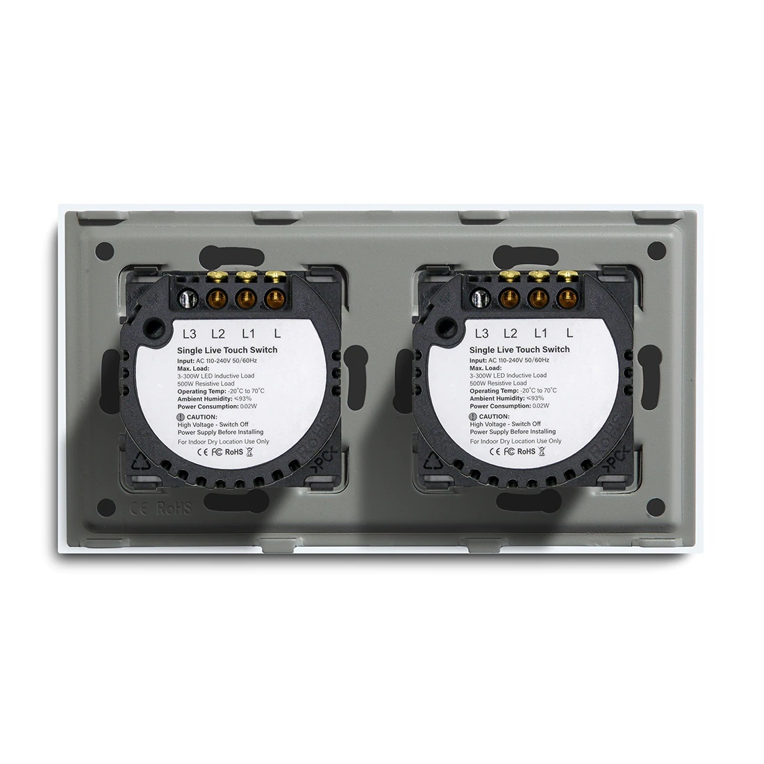 Купить Сенсорный выключатель 4 клавиши, 2 поста (2G+2G) стекло 2.5D 157х86мм цвет золотой в интернет-магазине Mvava.ru