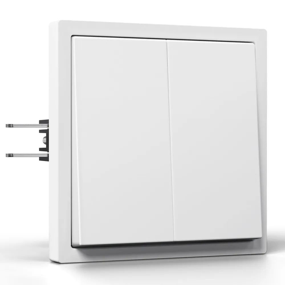 Купить Выключатель echo, 2 клавиши, 1 пост, рамка пластик 81х81мм цвет белый в интернет-магазине Mvava.ru