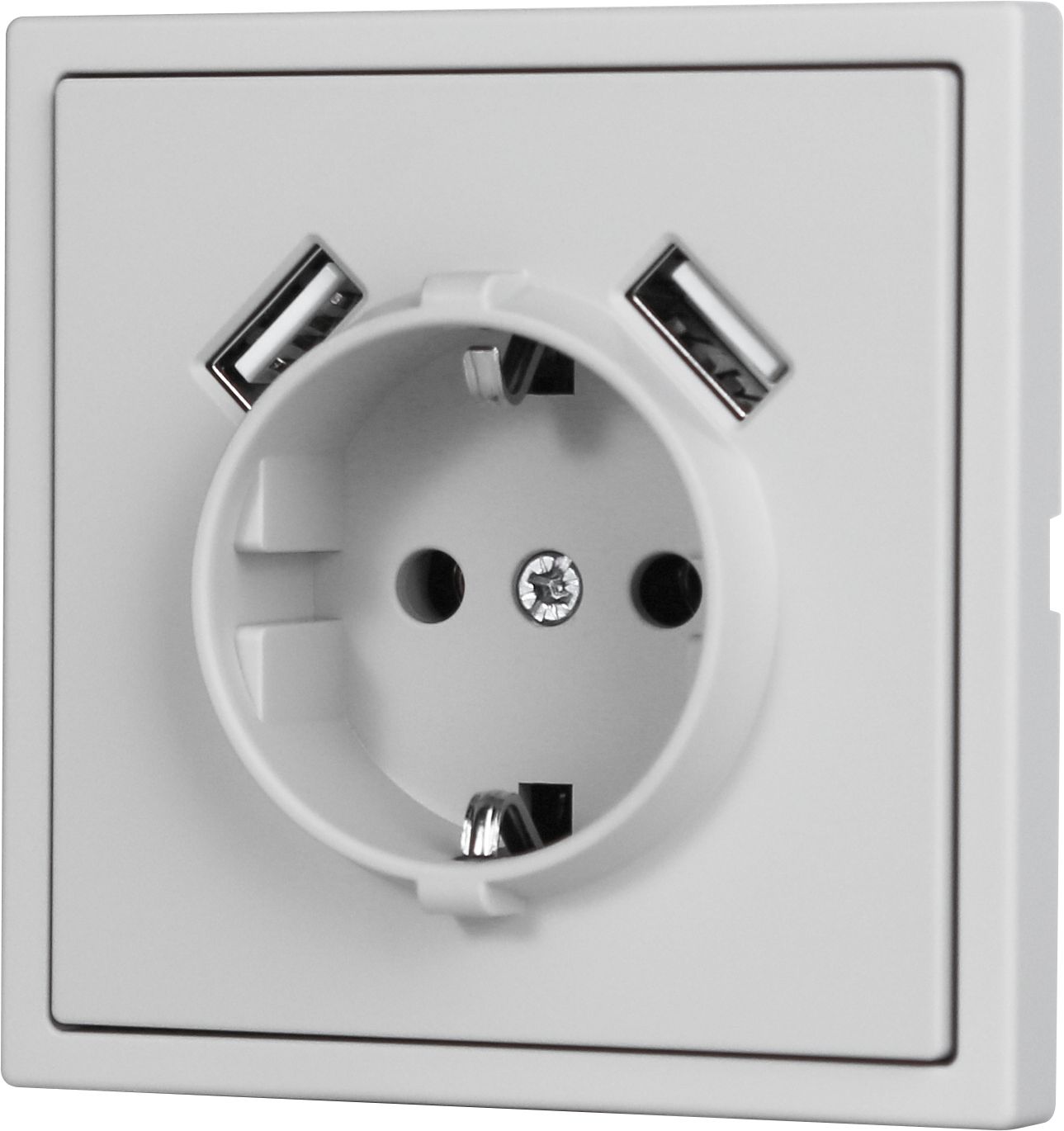 Розетка echo с Usb АА 10W, 1 пост 16А, рамка пластик 81х81, цвет серебро MVAVA