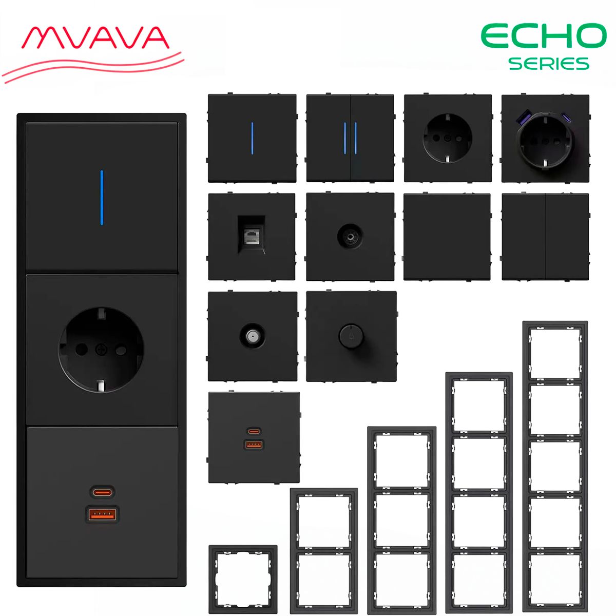 Розетка echo электрическая 1 пост 16А, рамка 81x81мм, цвет золото MVAVA