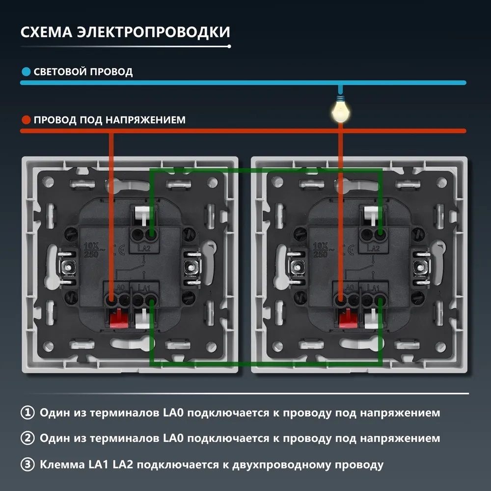 Выключатель echo проходной 1 клавиша, (без рамки) цвет серый MVAVA