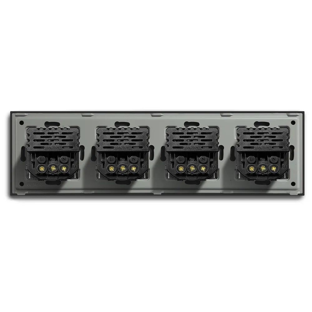 Купить Розетка электрическая 4 поста АC, быстрая зарядка 20W, стекло 299х86 мм, цвет черный в интернет-магазине Mvava.ru