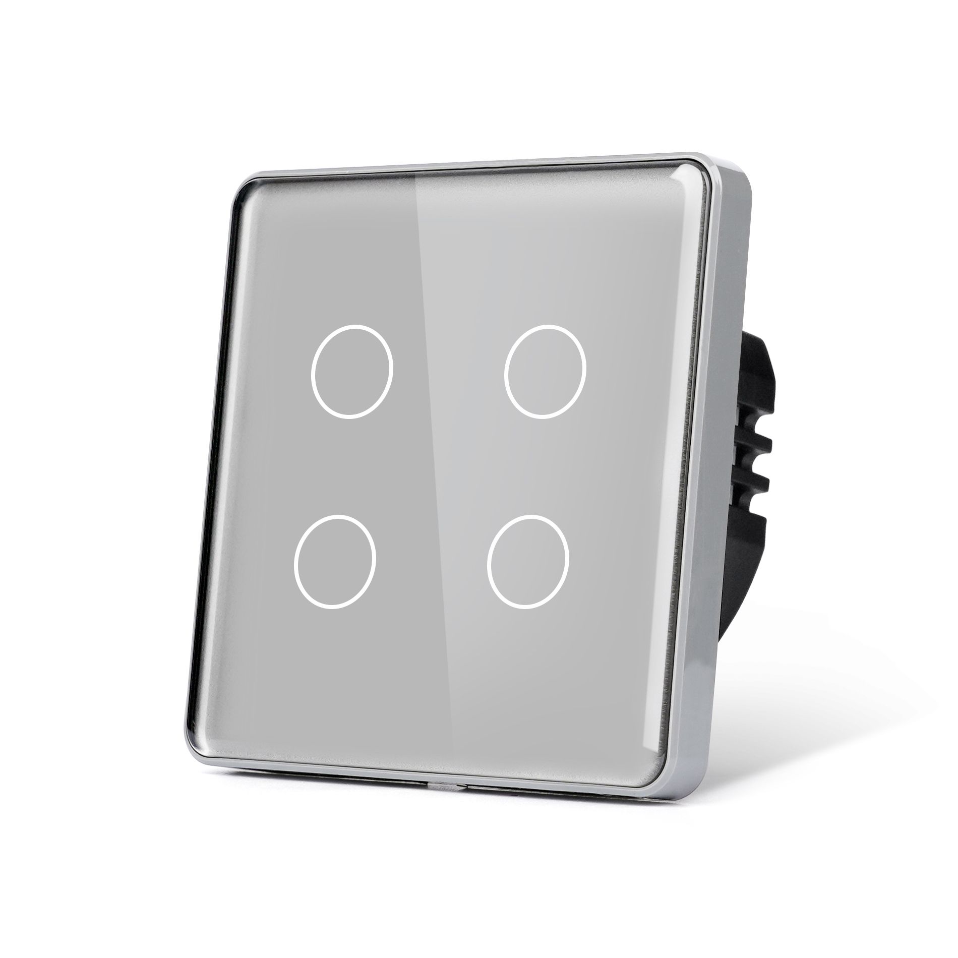 Купить Сенсорный выключатель 4 клавиши 1 пост, (4G) стекло 2.5D 86х86мм цвет серый в интернет-магазине Mvava.ru