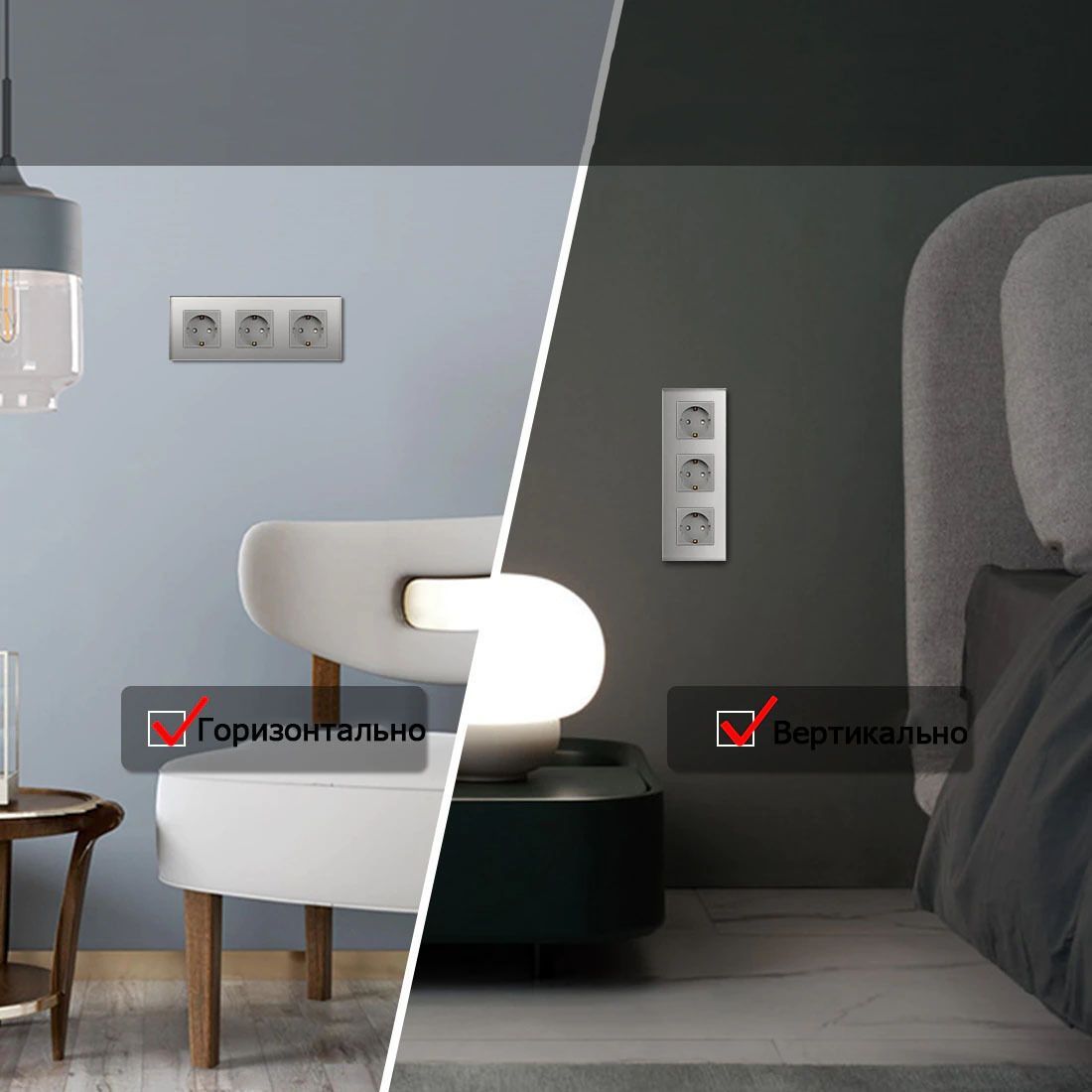 Купить Розетка c крышкой, IP44 3 поста 16А, рамка 228х86мм пластик,, цвет серый в интернет-магазине Mvava.ru