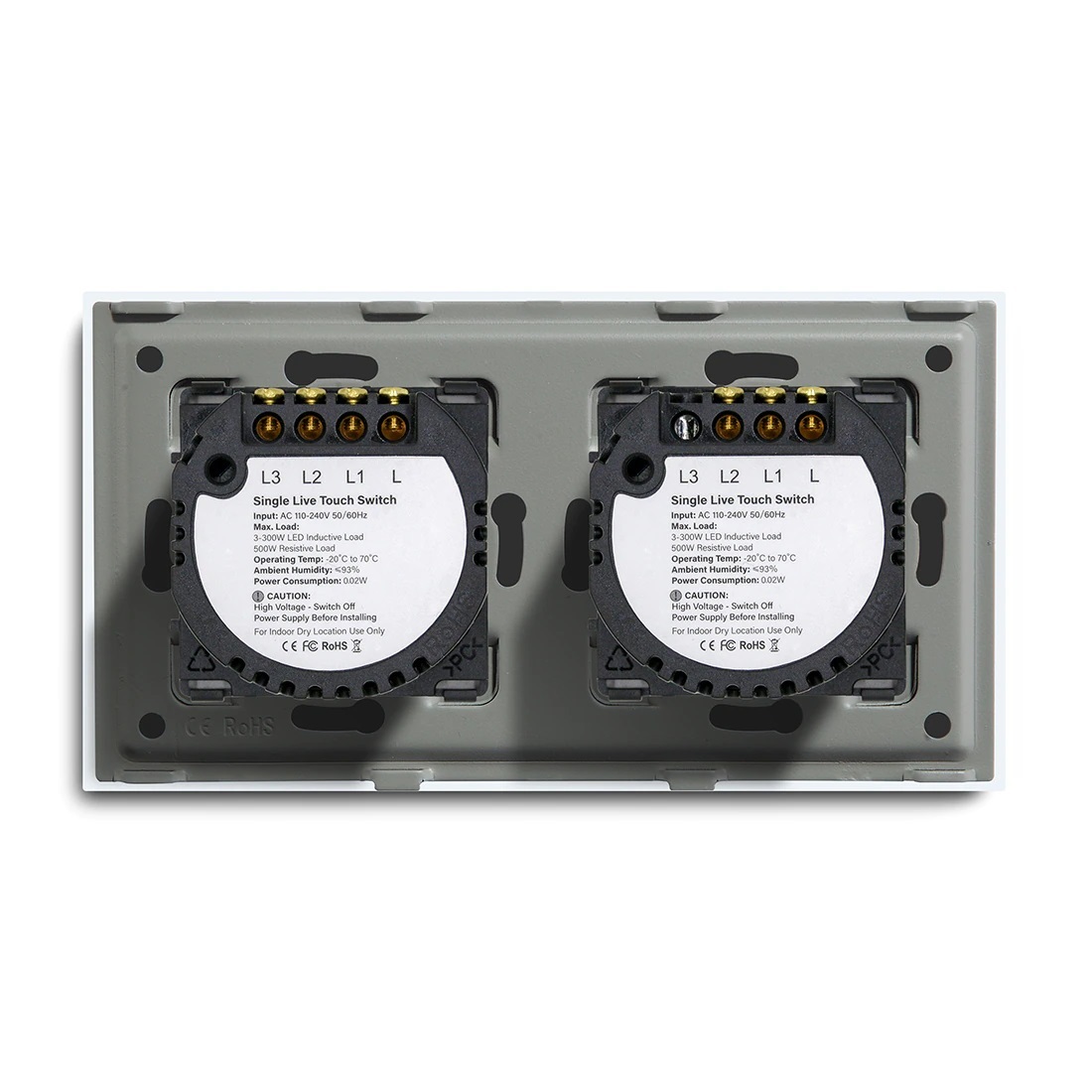 Купить Сенсорный выключатель 4 клавиши, 2 поста (1G+3G) стекло 157х86мм цвет белый в интернет-магазине Mvava.ru