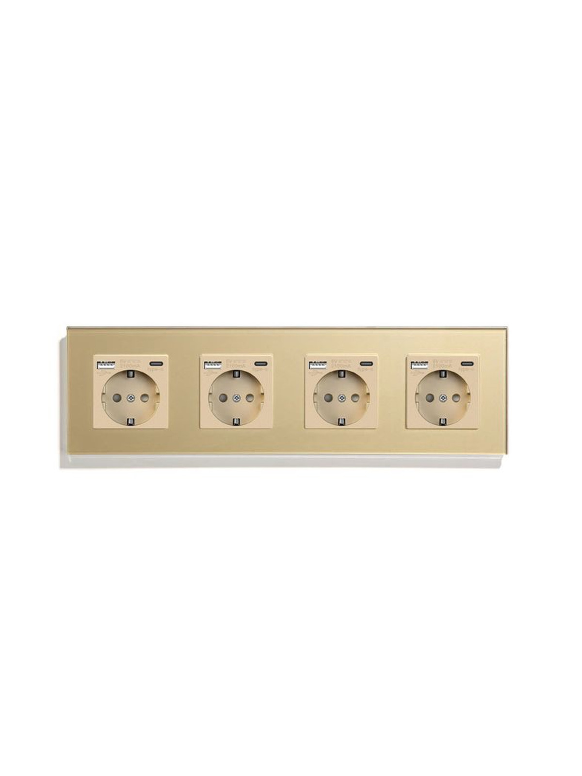 Купить Розетка электрическая 4 поста АC, зарядка 10W, стекло 299х86 мм, цвет золотой в интернет-магазине Mvava.ru
