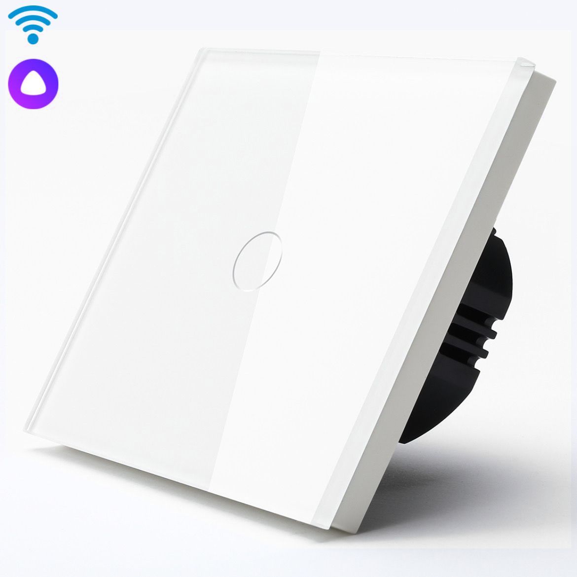 Купить Сенсорный выключатель WiFi с нулем 1кл. 1пост (1G) стекло 86x86мм цвет белый в интернет-магазине Mvava.ru