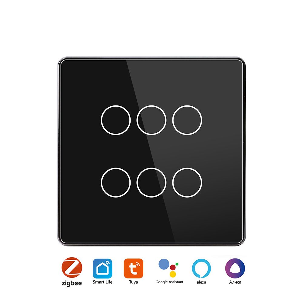Купить Сенсорный беспроводной переключатель сцен ZigBee 6 кл. цвет черный в интернет-магазине Mvava.ru