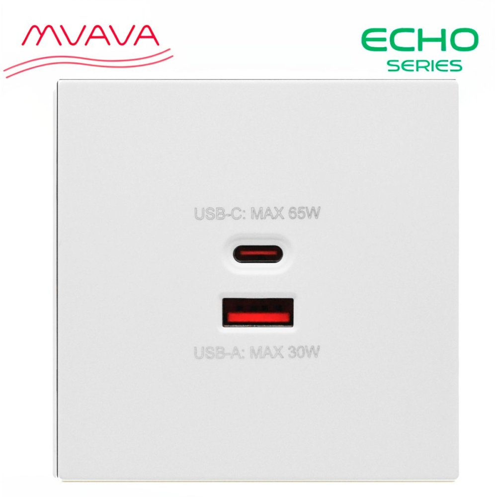 Купить Розетка echo (без рамки) AC, быстрая зарядка 65W, цвет белый в интернет-магазине Mvava.ru