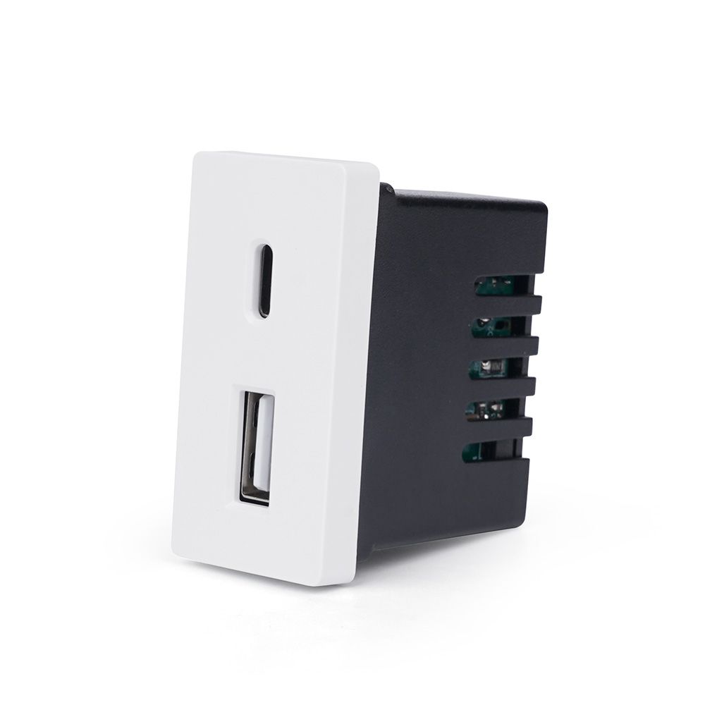 Купить Механизм розетки 1/2 (без рамки) USB АС, быстрая зарядка 20Вт, цвет белый в интернет-магазине Mvava.ru