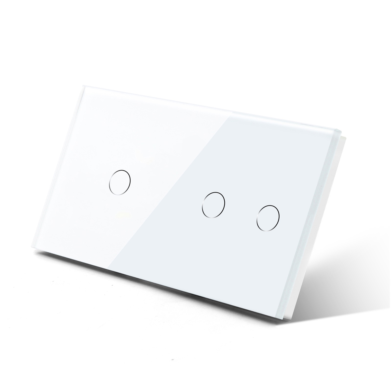 Купить Сенсорный выключатель 3 клавиши, 2 поста (1G+2G) стекло 157х86мм цвет белый в интернет-магазине Mvava.ru