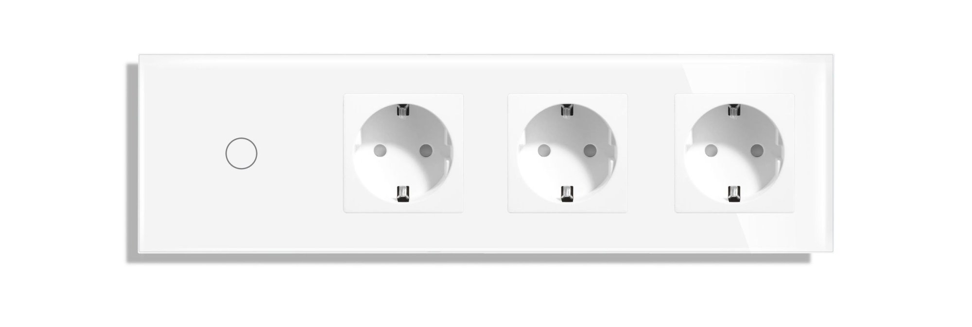 Купить Сенсорный выключатель WiFi 1 клавиша 3 розетки 4 поста (1G+3EU) стекло 2.5D 299х86мм цвет белый в интернет-магазине Mvava.ru