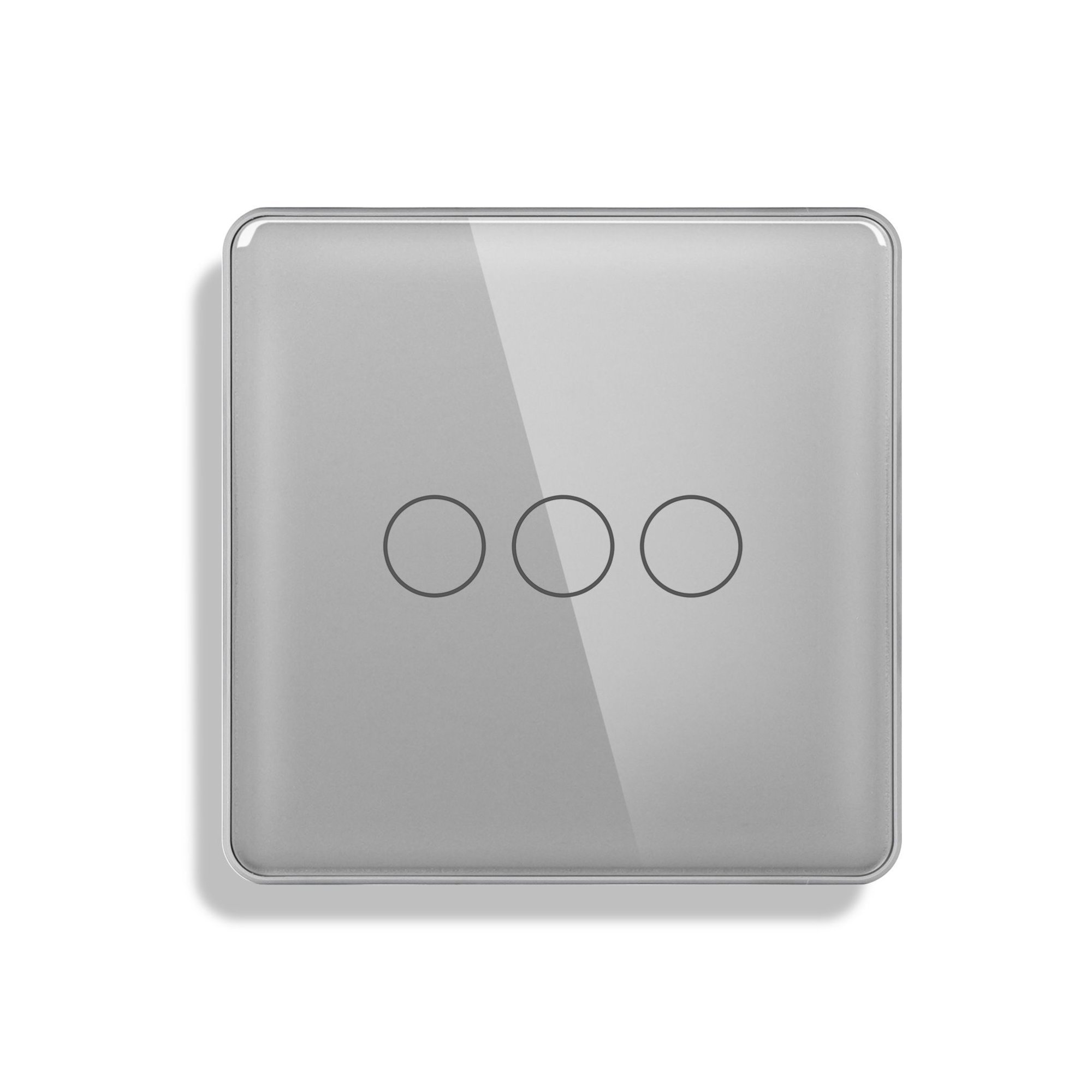 Купить Cенсорный Wi-Fi выключатель с Алисой, 3 клавиши 1 пост, (3G) стекло 2.5D 86х86мм цвет серый в интернет-магазине Mvava.ru
