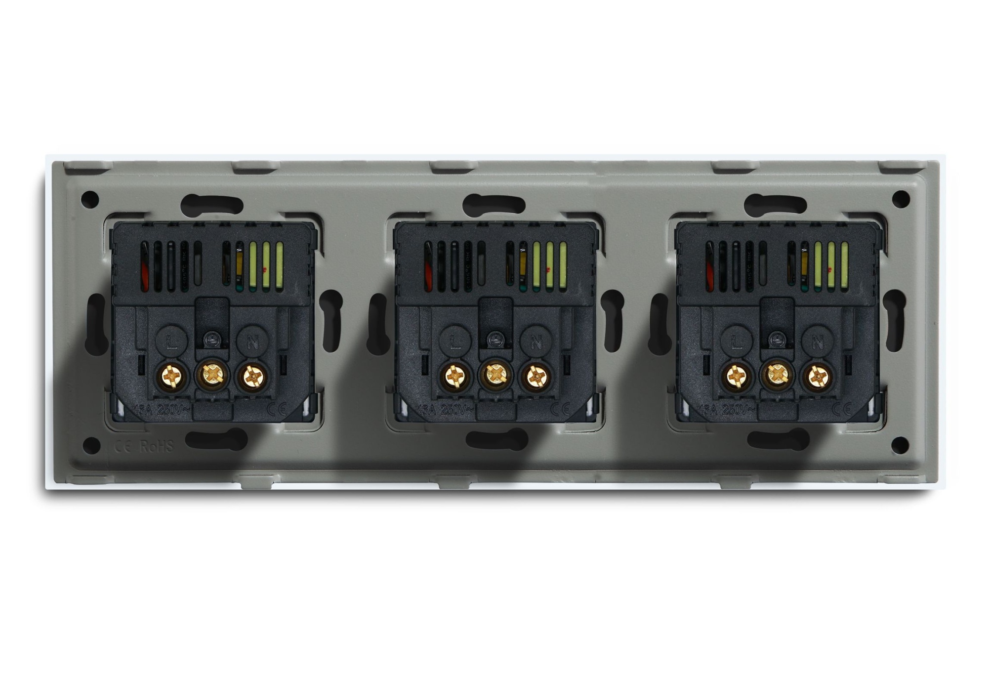 Купить Розетка электрическая 3 поста, с Usb АА, рамка 228х86мм стекло, цвет серый в интернет-магазине Mvava.ru