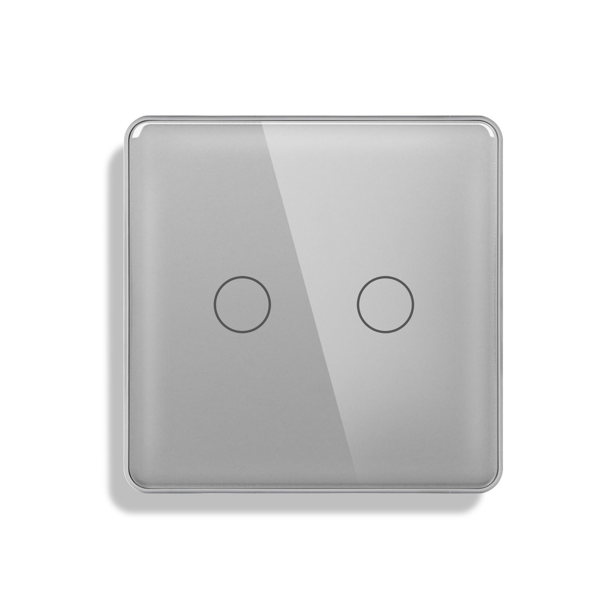 Купить Cенсорный Wi-Fi выключатель с Алисой, 2 клавиши 1 пост, (2G) стекло 2.5D 86х86мм цвет серый в интернет-магазине Mvava.ru