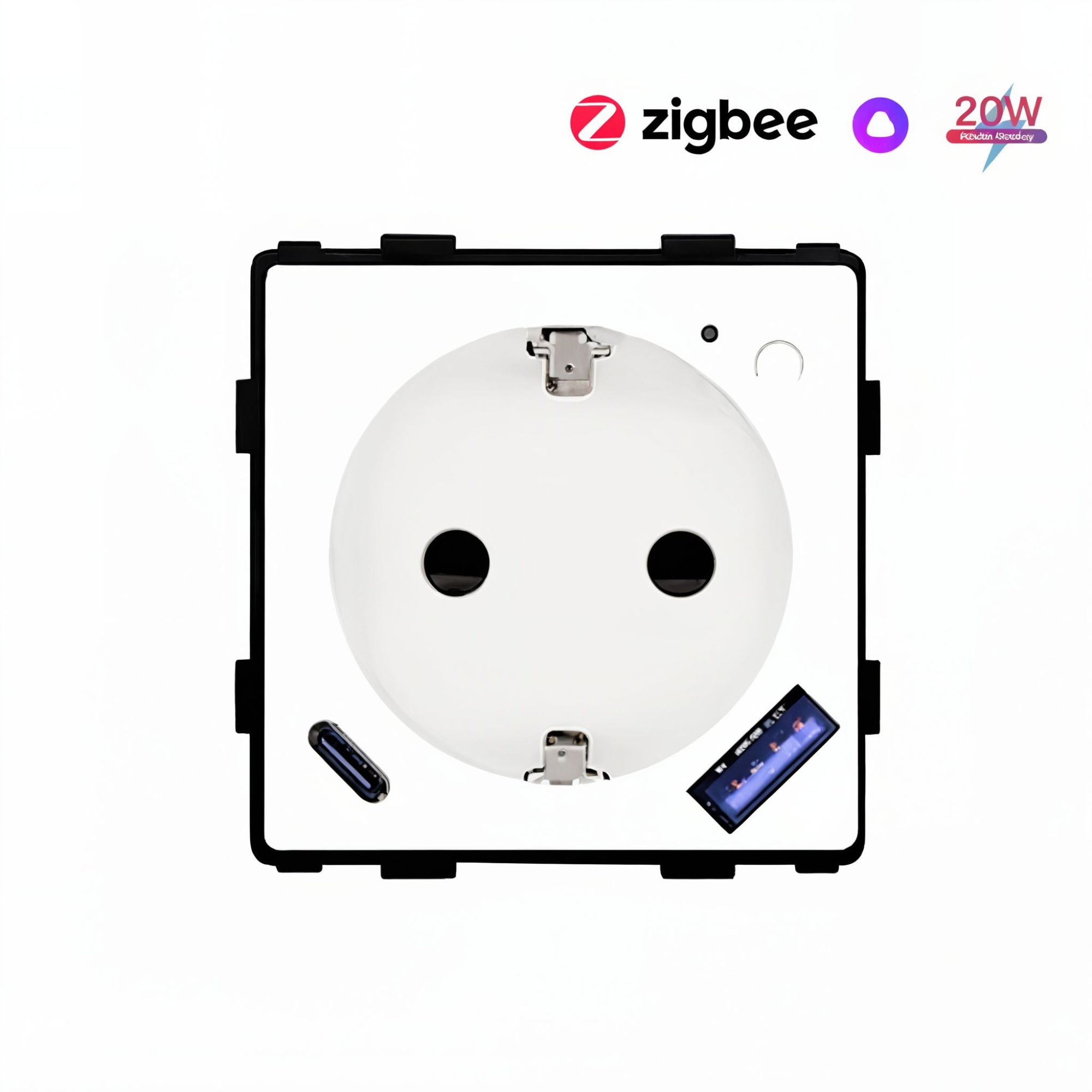Купить Механизм розетки ZigBee с Usb/Type-C АC быстрая зарядка 20Вт, (без рамки) цвет белый в интернет-магазине Mvava.ru